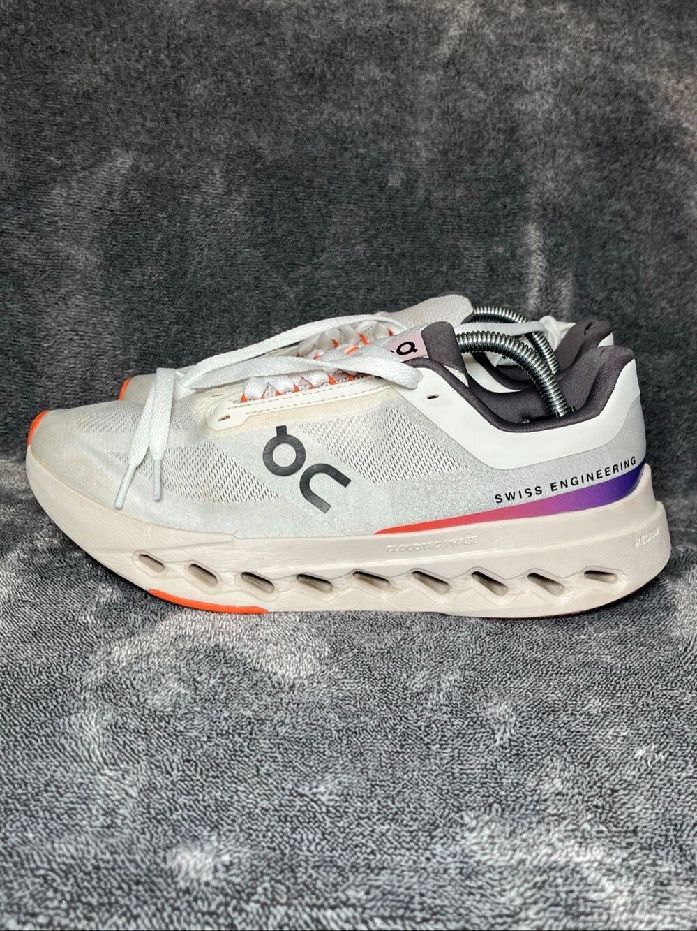 On Cloudsurfer Running Shoes Womens 11 White Flame Orange Mesh Sneaker